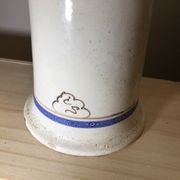 Painted terracotta bottle in black style signed CS bird painting floral decoration