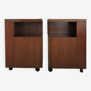 Giovanni Michelucci for Poltronova Italian midcentury oak bedside tables, 1960s