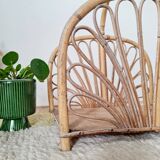 Magazine rack, vintage rattan storage
