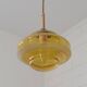 1 of 2 hand blown amber glass pendant lamp / redesign vintage hanging light