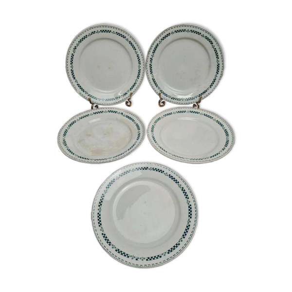 Lot de 5 assiettes terre de fer Gien modèle Sophia