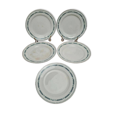 Lot de 5 assiettes terre de fer Gien modèle Sophia