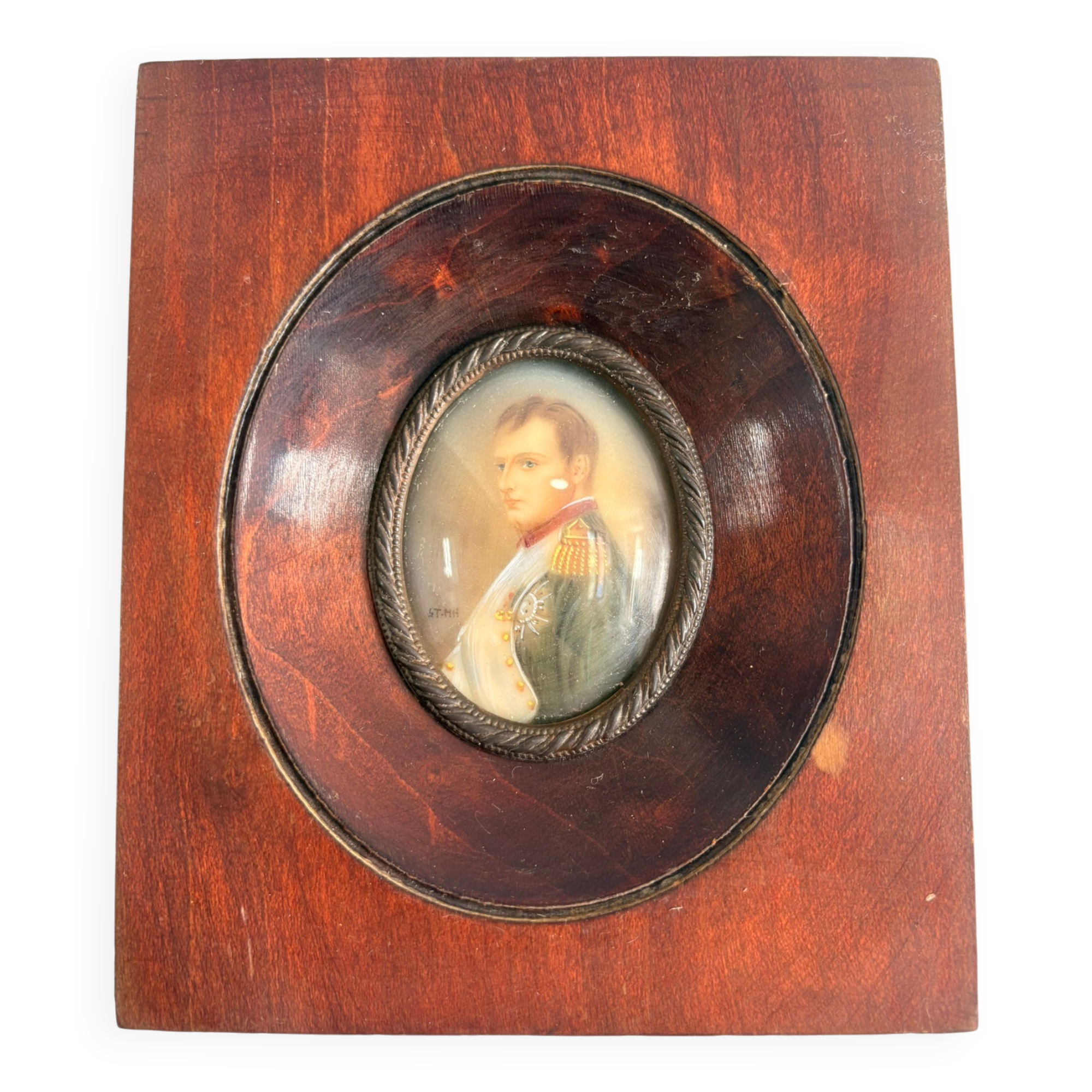 Antique Miniature Napoleon Bonaparte Empire Mahogany Frame Collector's Item
