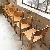 6 80s beech chairs
