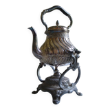 Art Nouveau teapot or samovar in silver-plated metal by goldsmith Victor Saglier