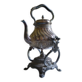 Art Nouveau teapot or samovar in silver-plated metal by goldsmith Victor Saglier