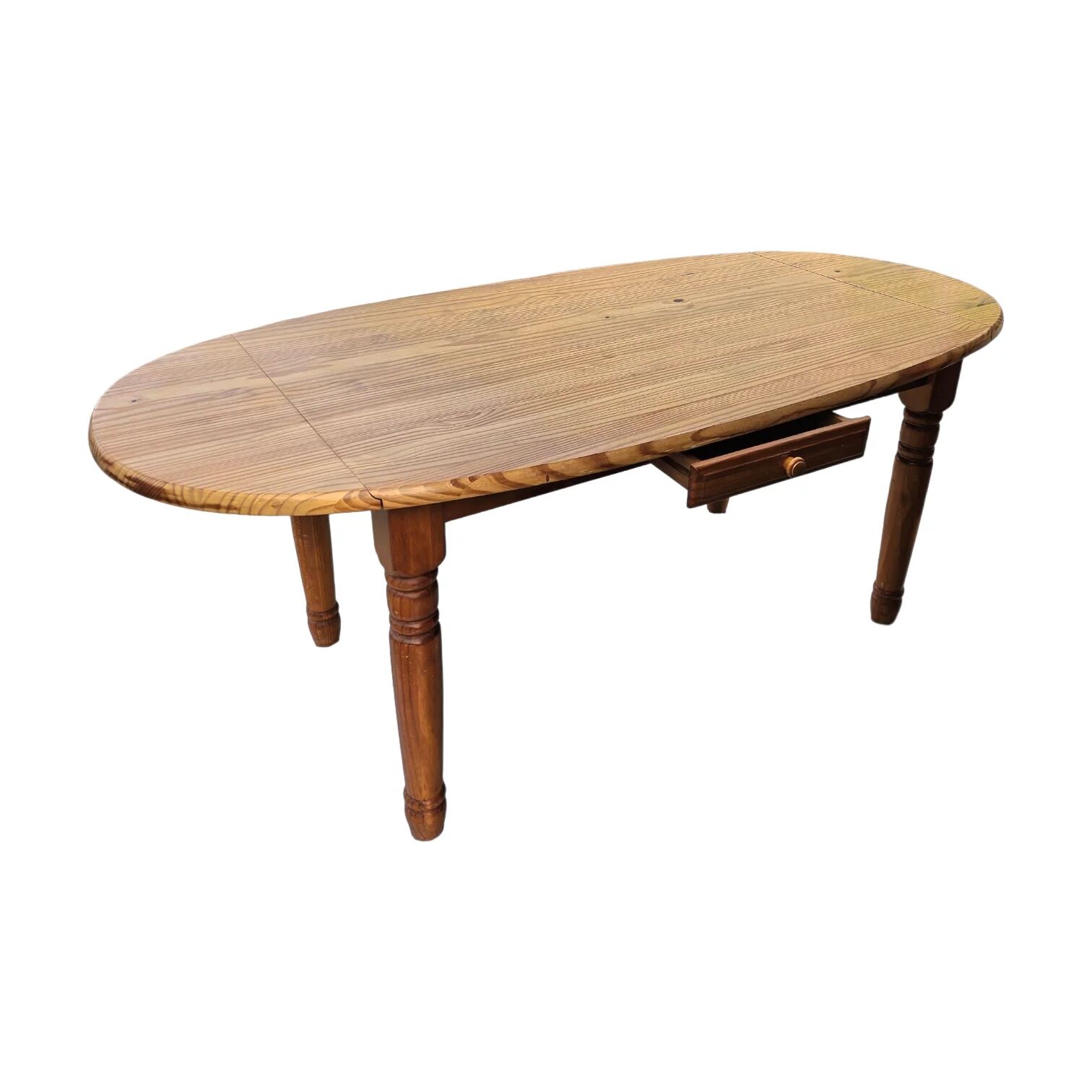 Extendable oval pine dining table 1970s