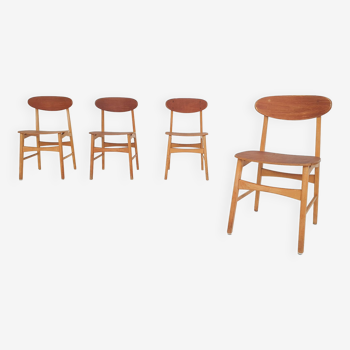 Set of four teak plywood chairs, The Netherlands 1950's