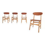 Ensemble de quatre chaises en contreplaqué en teck, Pays-Bas 1950