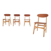 Ensemble de quatre chaises en contreplaqué en teck, Pays-Bas 1950