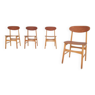 Set of four teak plywood chairs, The Netherlands 1950's