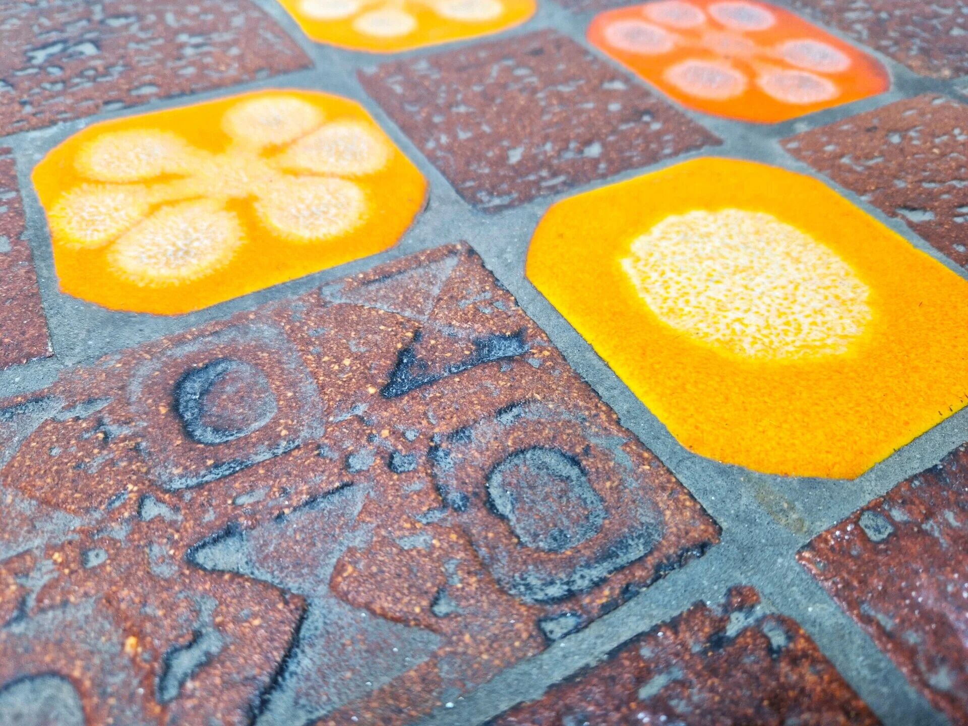 Jean Jaffeux lava stone and ceramic coffee table