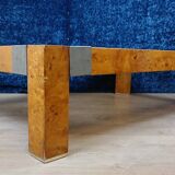 Italian burl coffee table after Willy Rizzo for Mario Sabot