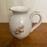 Pichet ancien en céramique de Moustiers blanche décor peint, France