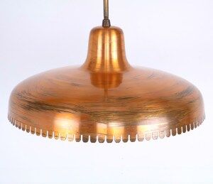 Vintage copper and glass pendant lamp by Jørn Utzon, 1940s