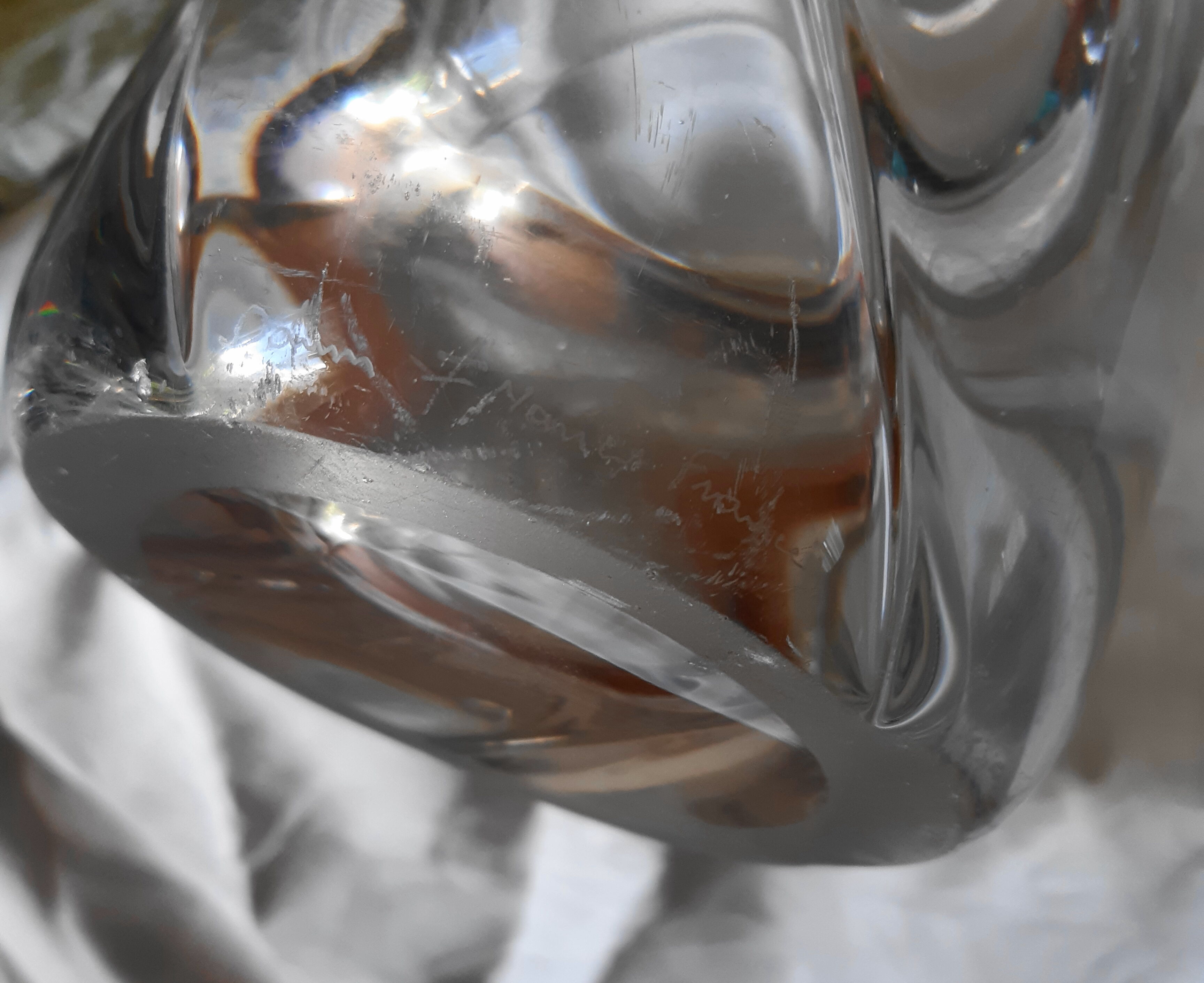 Daum vase in molded crystal, 60s