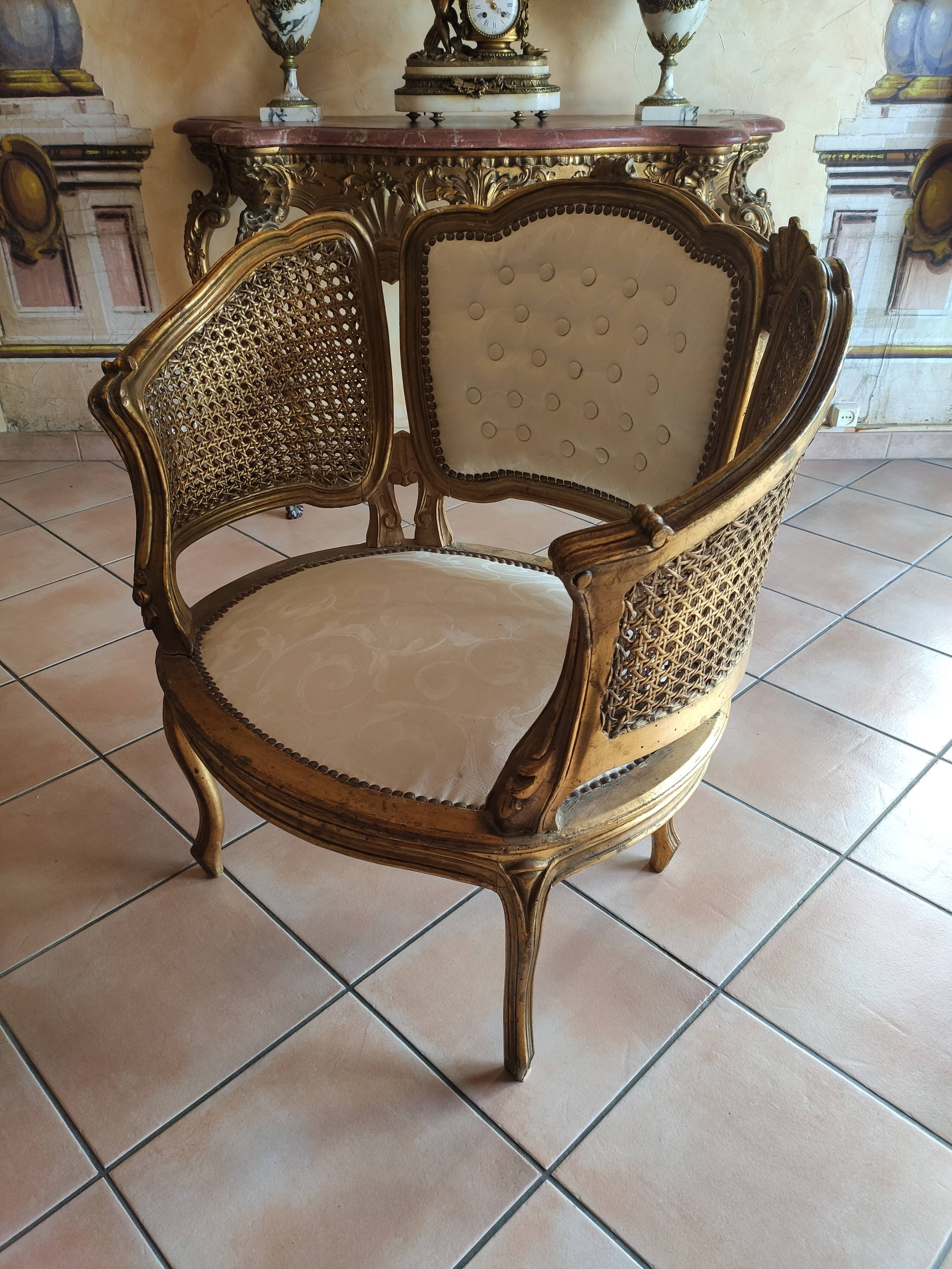 Salon Louis XV three pieces in golden wood
