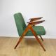 Fauteuil Bunny, bouclé vert des années 1970 par J. Chierowski