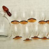 Set of 10 cup and carafe glasses