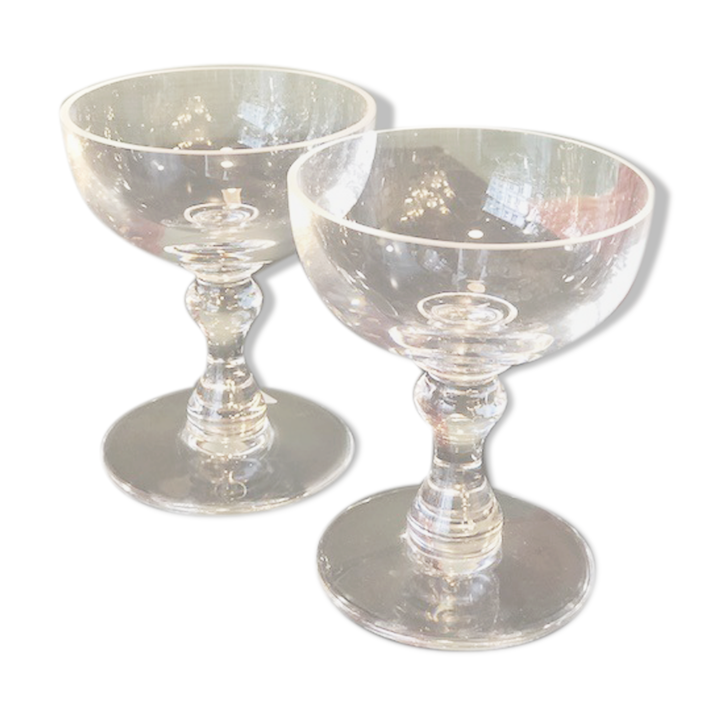 2 crystal champagne glasses