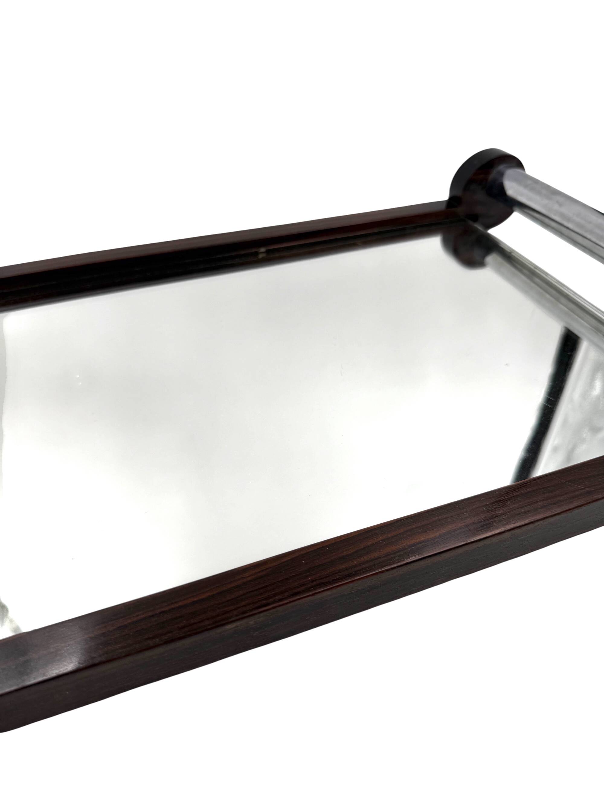 Art Deco wood mirrored tray, France 1930s