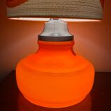 Orange opaline serpentine table lamp and vintage fabric