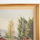 Painting „The Chalet at the Mountain Stream”, Scandinavian design, 1970s