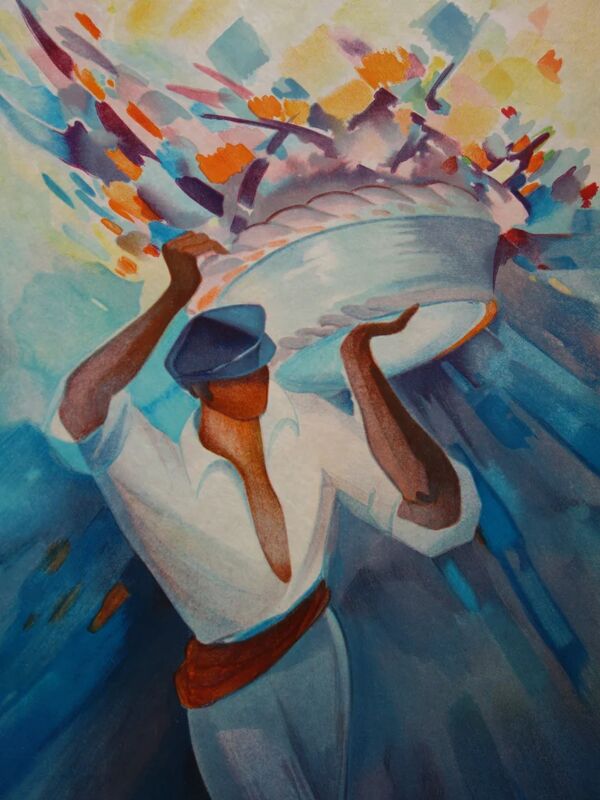 Janick Lederle : Panier fantastique, lithographie originale signée