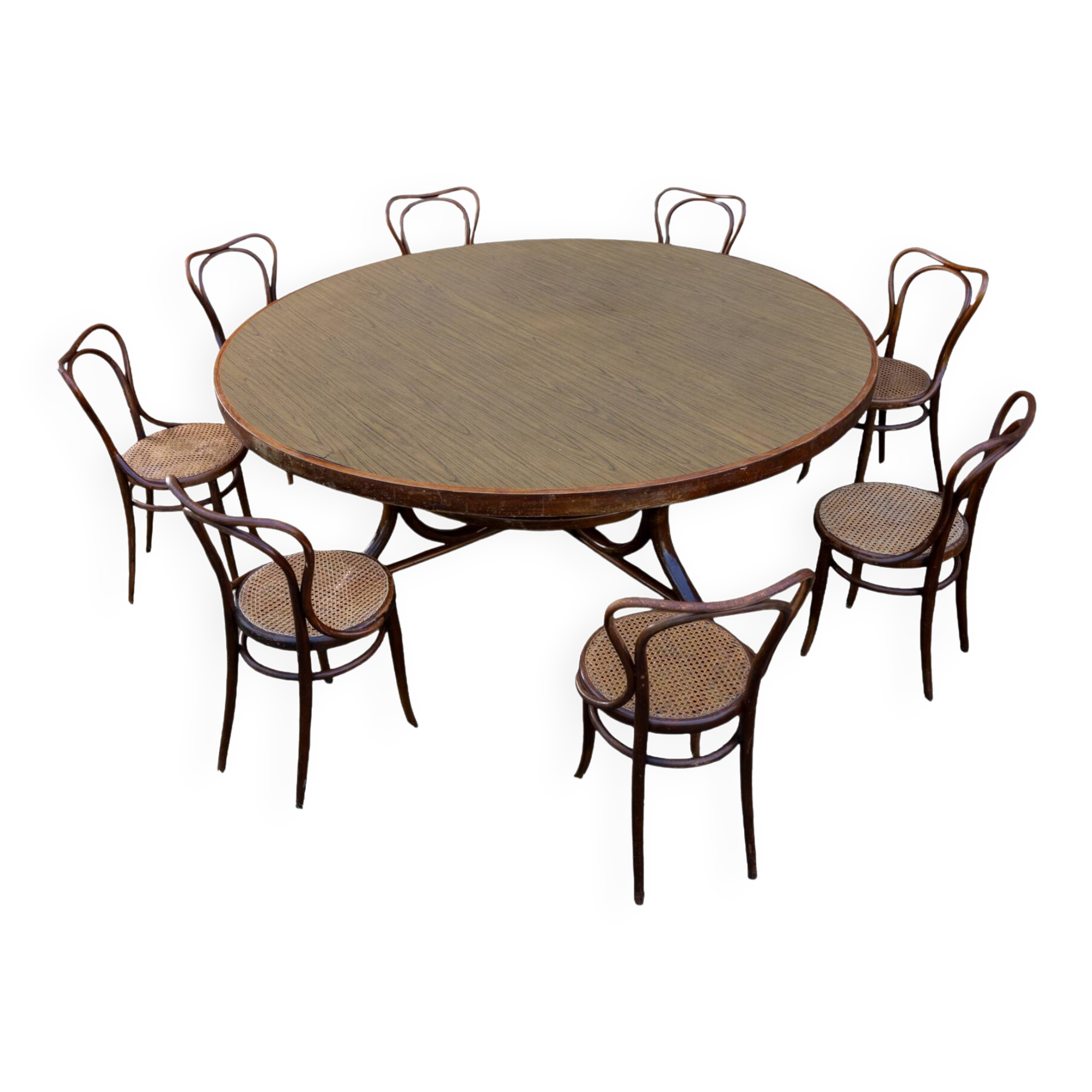 8 chaises et table en bois cintré, Empire Austro-Hongrois années 1900-1930