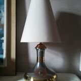 Satin metal and brass lamp