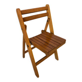 Chaise pliante enfant bebe bois clair vintage