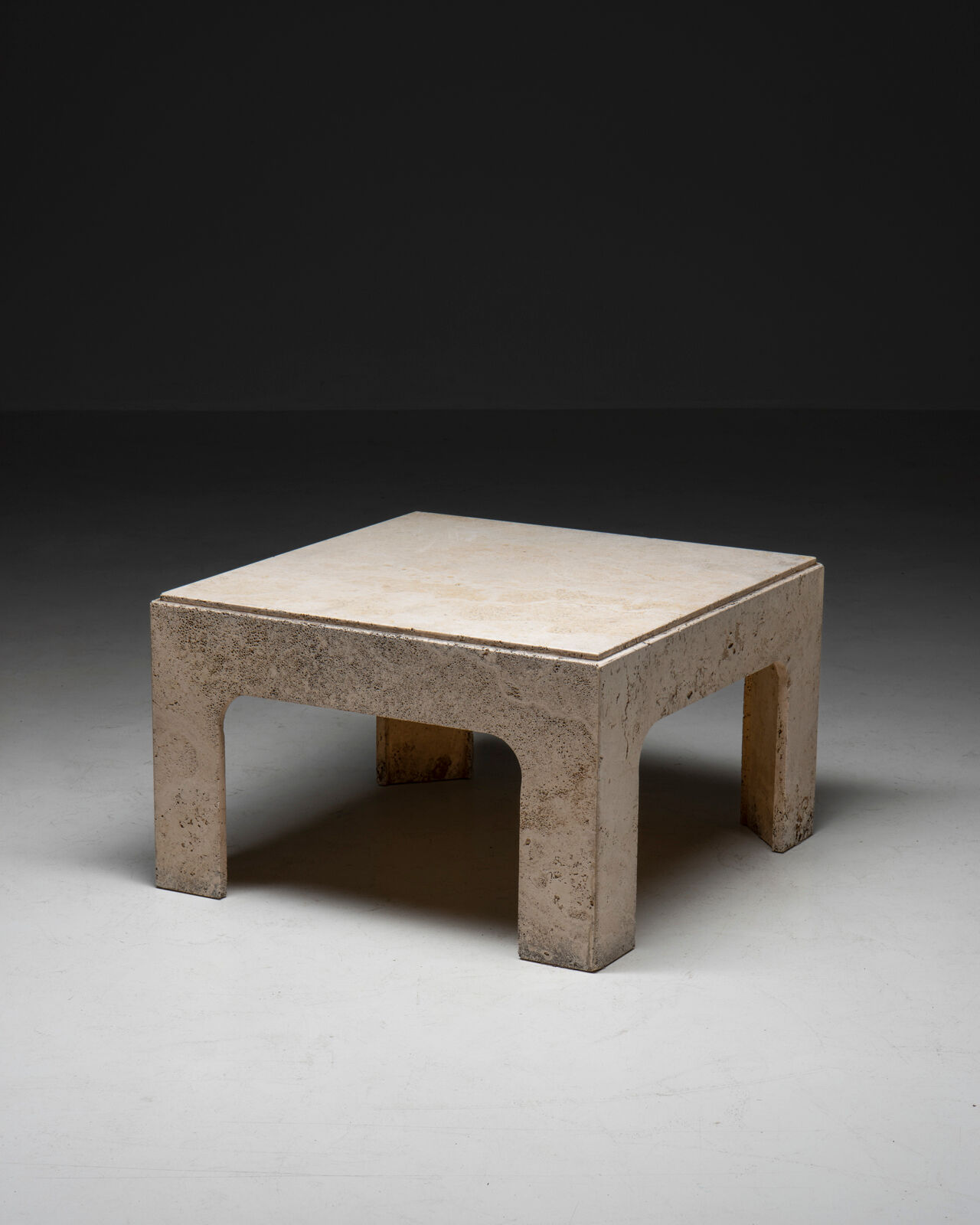 Square coffee table in travertine 1980