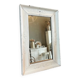 Miroir ancien blanc patiné