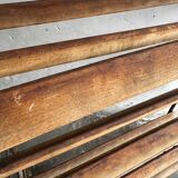 Étagère de boulangerie belge de l'entre-deux-guerres — Structure en métal foncé et étagères en bois brun, vers 1930