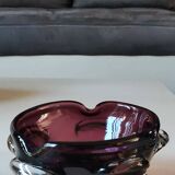 Murano pocket emptier. Organic/Corolla floral design. In purple blown glass. Diam 15 cm