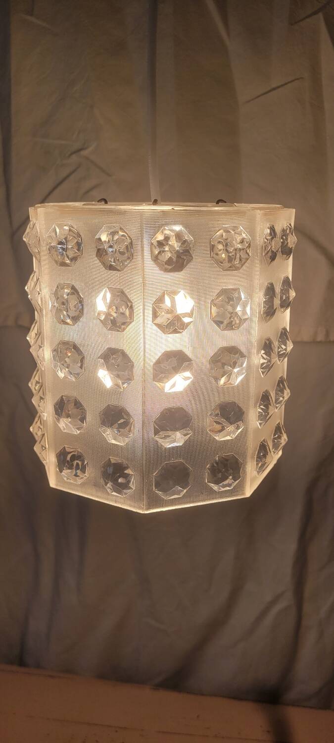 Vintage hexagonal cabochon pendant light – 70s