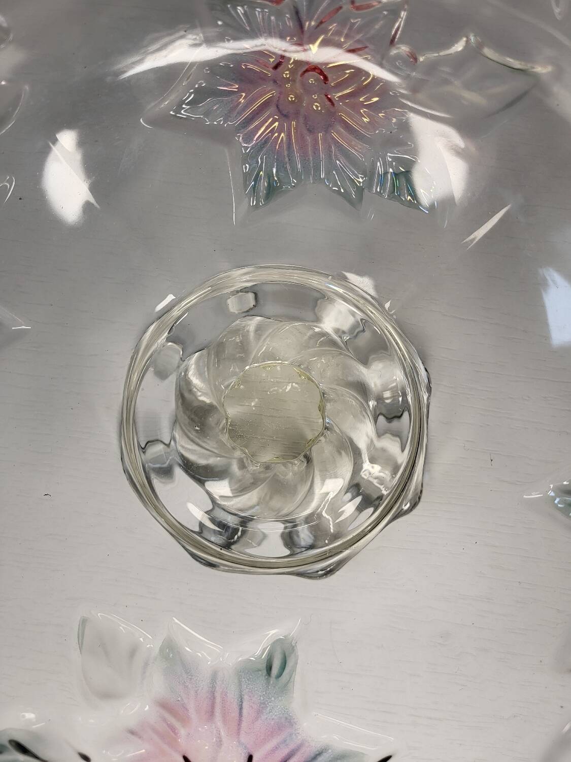 Footed glass fruit bowl