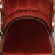 Set of 4 Art Deco Dining Chairs with Red Upholstery and Wooden Backs