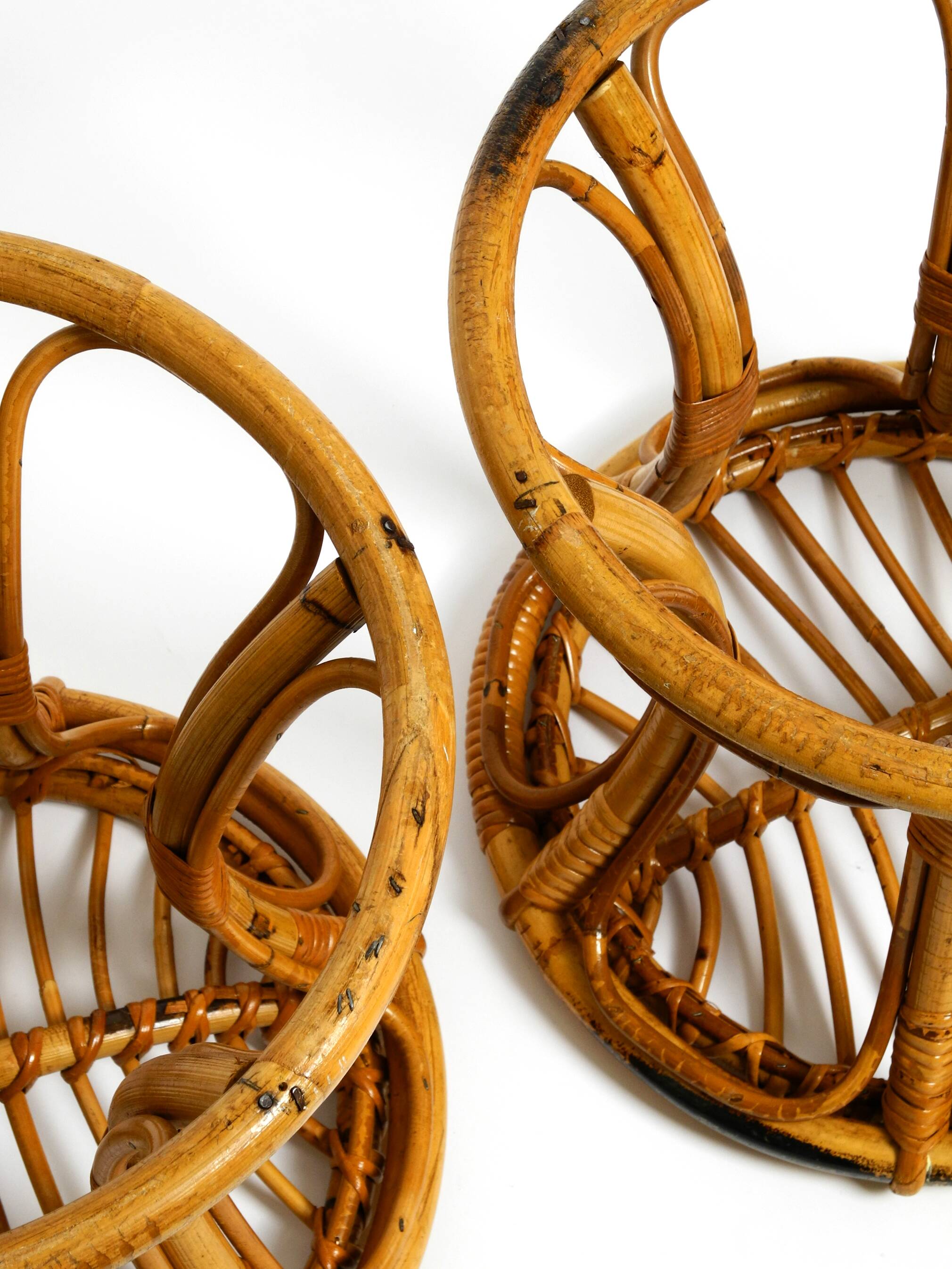Pair of beautiful rare original 1960's Italian bamboo stools