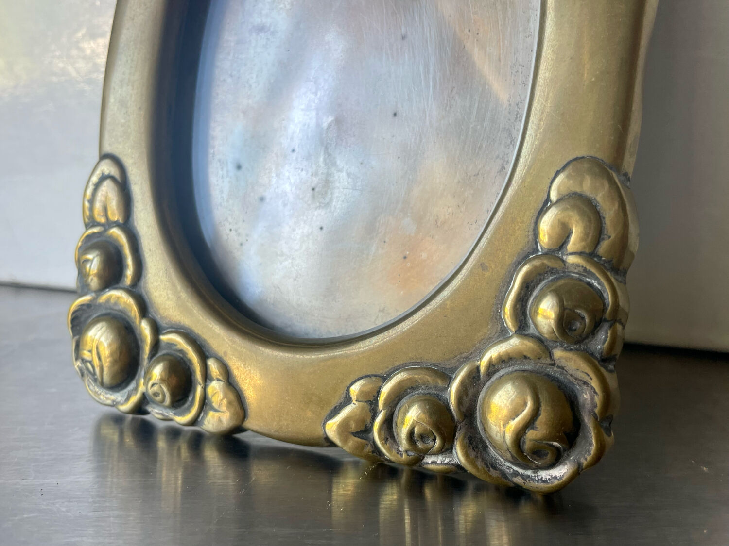 Art nouveau brass picture frame