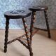 Pair of vintage turned wood tripod stools