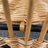 Wicker lyre side table