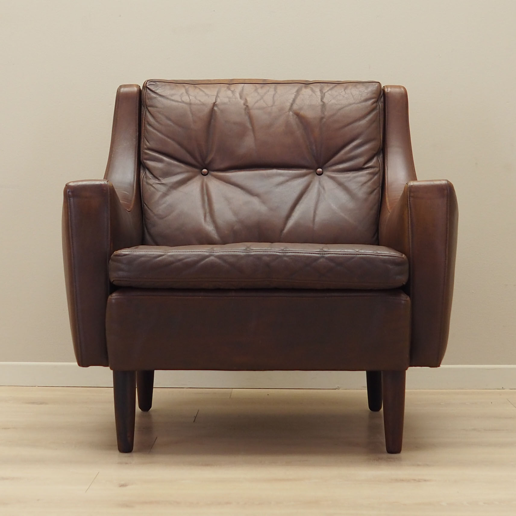 Brown leather armchair, Danish design, 1960s, designer: Edmund Jørgensen