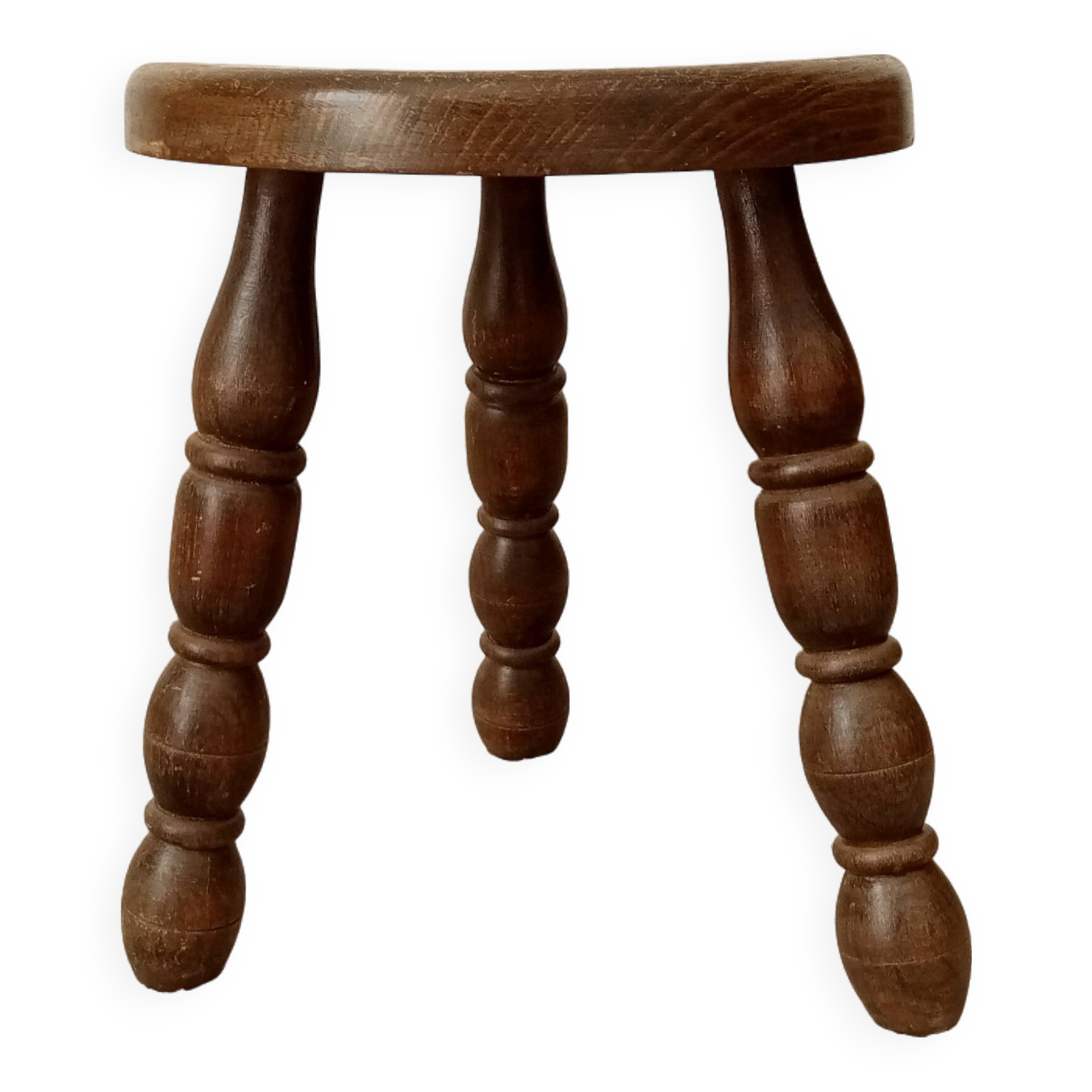 Vintage turned wood tripod stool
