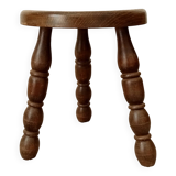 Vintage turned wood tripod stool