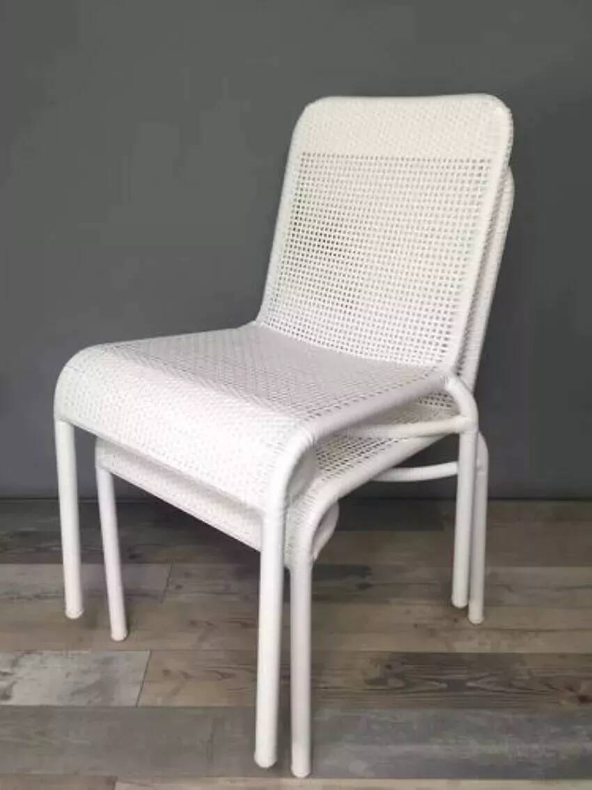 White woven resin garden chair