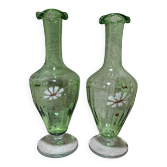 Art Nouveau pair of vases in opaline.