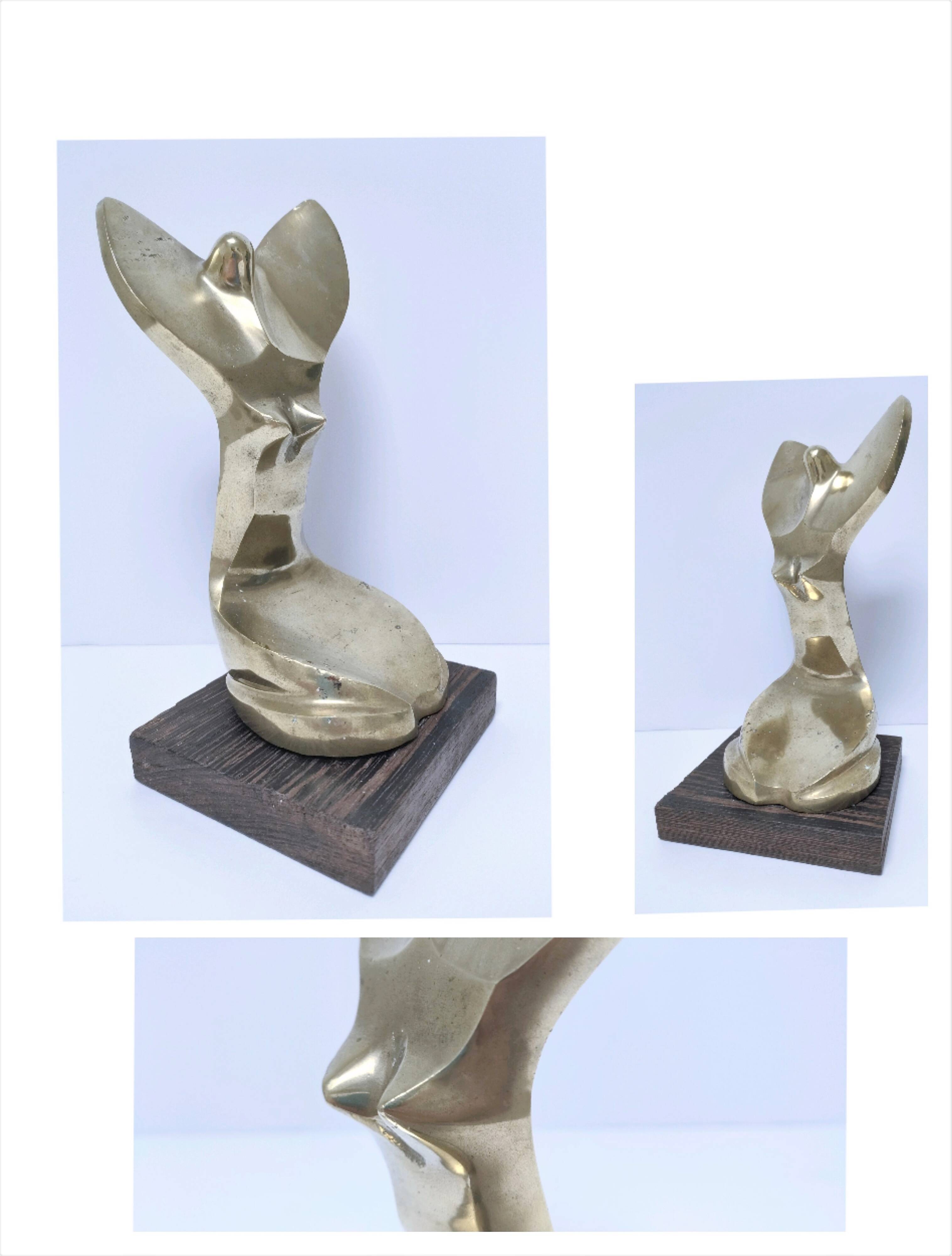 Gilded bronze and sculptural wood paperweight