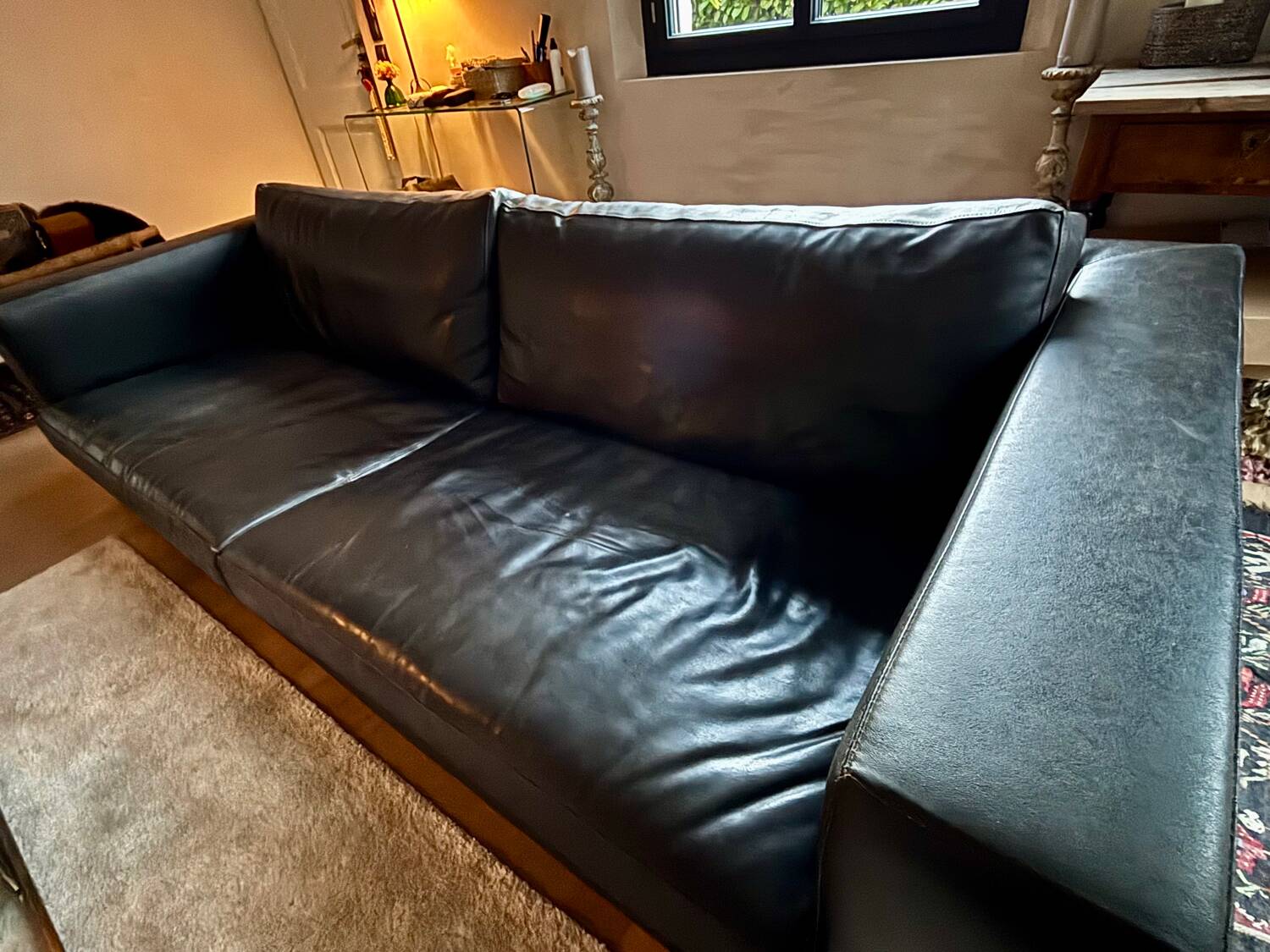 3-seater canapé in glazed calf leather