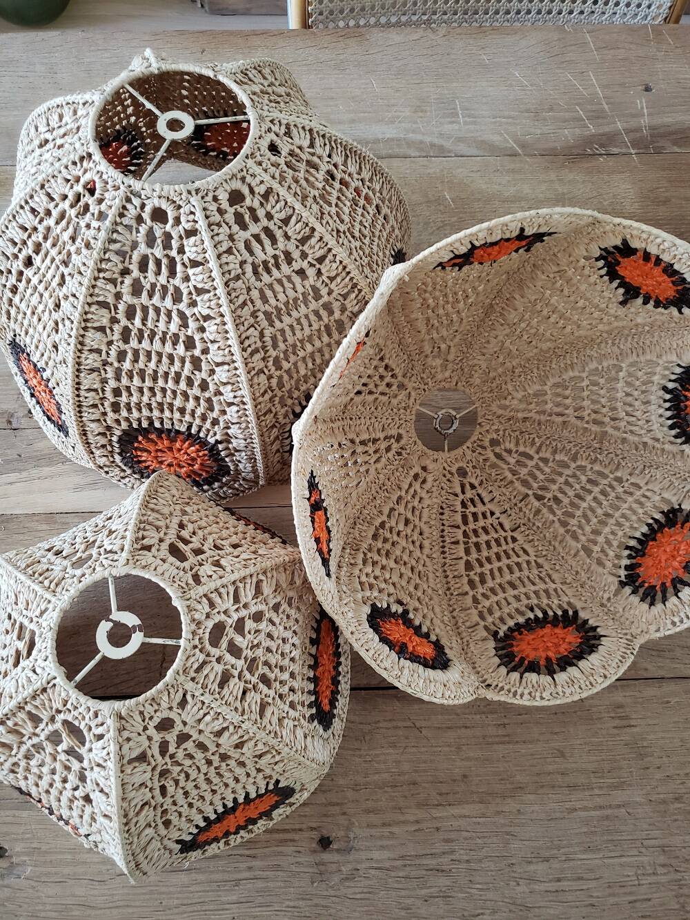 Set of 3 vintage lampshades